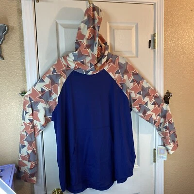Lularoe Women PLUS 3XL Hoodie Sweatshirt Pullover Pocket American Flag USA Adult - Image 1 of 4
