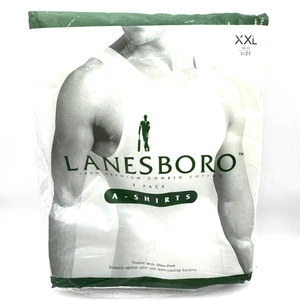 Lanesboro Men’s A Shirts Tank Top 3 Pk White Ribbed 100% Cotton Size XXL 50-52 - Picture 1 of 6