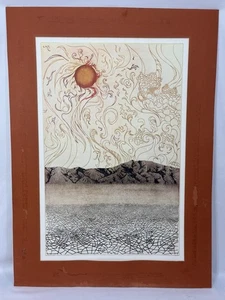 Vintage 1978 Micheal Arth Mojave Lithograph Print Matted - Picture 1 of 13