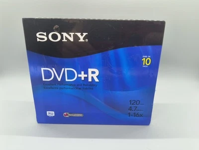 Sony DVD + R 10 Pack Recordable Discs 120 min 4.7 GB Blank New Sealed - Image 1 of 4