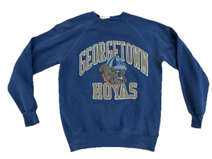 Vintage 90er Georgetown Hoyas College Grafik Sweatshirt mit Rundhalsausschnitt Large marineblau - Bild 1 von 12