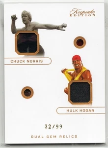 CHUCK NORRIS AND HULK HOGAN 2024 KEEPSAKE DUEL GEM RELICS 32/99 - Picture 1 of 2