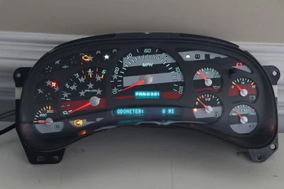 03-04 CHEVROLET GMC DURAMAX CUADRO DE INSTRUMENTOS DIÉSEL BANDERA PUNTEROS ROJOS/PLATEADOS Foto 1 de 4