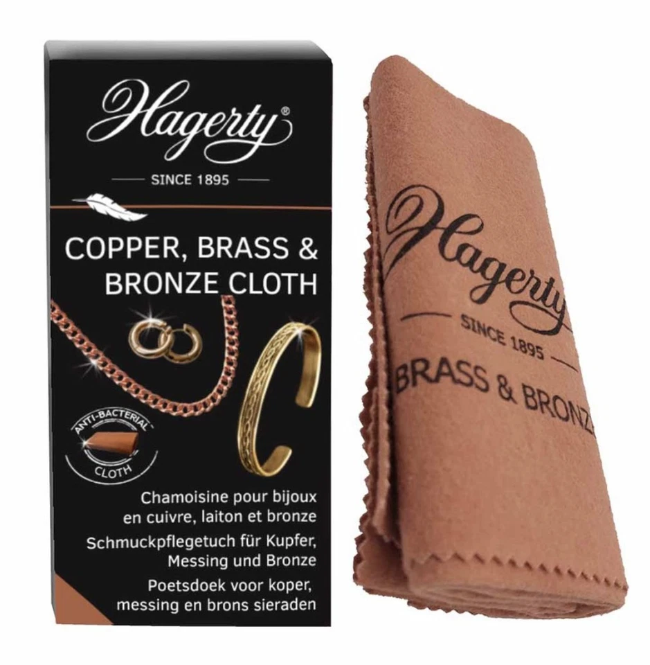 Chamoisine imprégné nettoyant cuivre laiton bronze HAGERTY 30x36cm copper brath