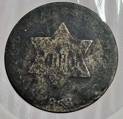 1853 Silver .750 Three Cent Coin - Trime - 3C - US Silver Coin - Free Shipping 2 - Image 1 of 2