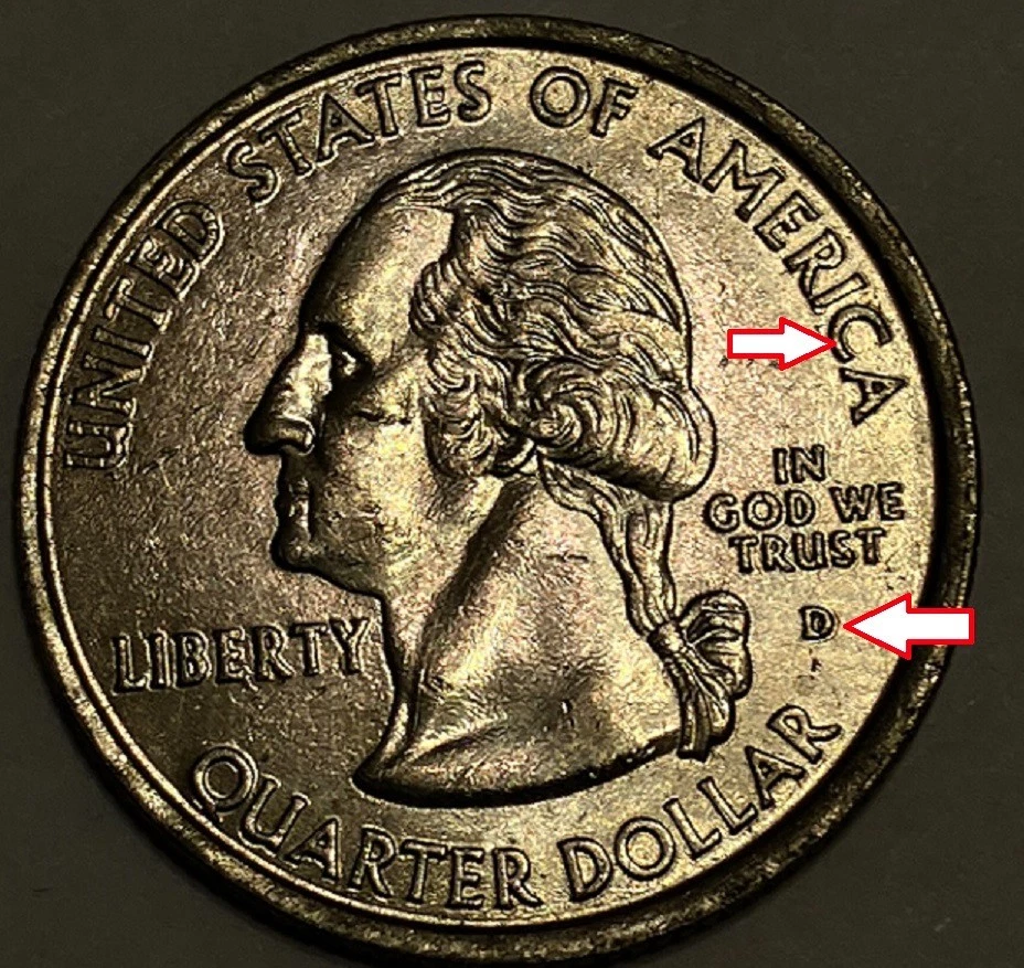 2001-D Washington Quarter (Error)(Double Die on Obverse on the Mint Mark ) - Image 1 of 1
