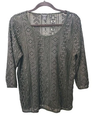 Camisa para mujer Eddie Bauer grande gris manga 3/4 bordada nueva sin etiquetas Foto 1 de 4