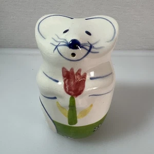 Coctelera de queso parmesano ratón cerámica sonriente vintage pintada a mano - Imagen 1 de 7