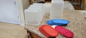 Set 11, 22 pieces Tupperware Modular Mates Oval blue,orange,red, - Picture 1 of 13