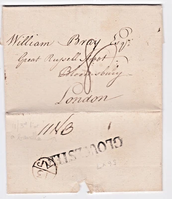 1772 LONGNEY LETTER GLOUCESTER NAME-STAMP PLUS BISHOPMARK TO BLOOMSBURY ~FAULTS - Image 1 of 3