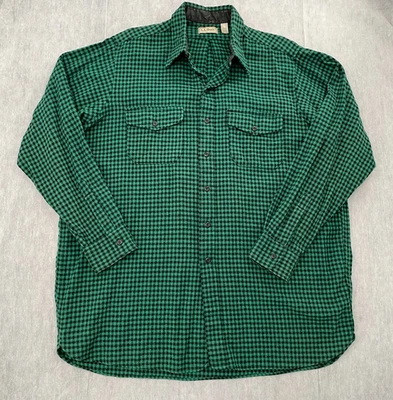 VINTAGE LL Bean Flannel Shirt Adult XL Green Plaid Lumberjack Wool Blend 70s 80s - Image 1 of 4