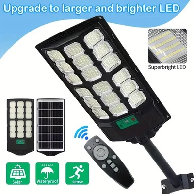 Commercial 14000000LM LED Outdoor Dusk to Dawn Solar Street Light Road Area Lamp - Image 1 of 4