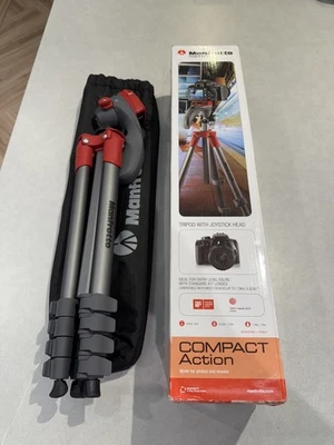 Manfrotto MKCOMPACTACN-RD Aluminium 5-Section Tripod With Hybrid Head - Red - Image 1 of 4