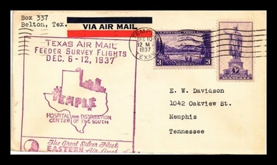 US COVER TEXAS AIR MAIL FEEDER SURVEY FLIGHT TEMPLE HOUSTON EASTERN AIRLINES - Image 1 of 2