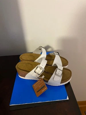 NUEVAS SANDALIAS MUJER TALLA 5 PROJECT CLOUD BEAU CUÑA-CUERO-CORCHO CONFORT-BLANCAS Foto 1 de 4