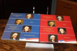 2007 2x 4 Sealed Presidential $1 coins Uncirculated set Philadelphia & Denver - Picture 1 of 7