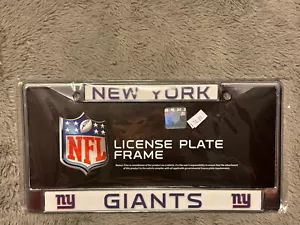 NFL New York Giants Chrome License Plate Frame Thin Blue Letters - Picture 1 of 2