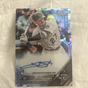 2016 Topps Chrome #RA-TS Trevor Story RC Rookie Blue Refractor Auto #'d 32/150