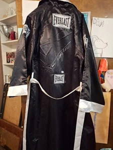 Joe Frazier Signed Black Silk Full Size Boxing Robe JSA COA - Picture 1 of 6
