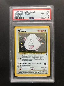 2000 Pokemon Game Chansey Holo PSA 8 Mint 3/130 Base Set 2 II Rare Card No 3 - Picture 1 of 3