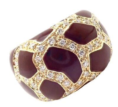 ¡Auténtico! Anillo Roberto Coin Jirafa Oro Amarillo 18k Esmalte Diamante Foto 1 de 4