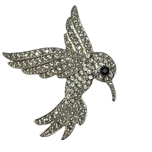 Kleine Vogel Brosche mit klaren Kristallen silberfarben - Bild 1 von 1