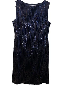 Jackie Jon Blue Sequin Stretch Dress - Size 16 | Party-Ready & Comfortable - Picture 1 of 9