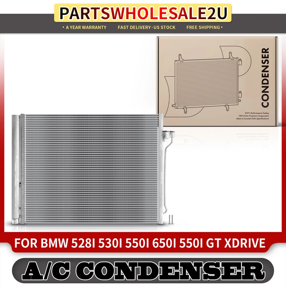 AC Condenser w/ Receiver Drier for BMW 528i 530i 550i GT xDrive 650i Gran Coupe - Image 1 of 4
