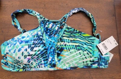 NUEVO CON ETIQUETAS Kenneth Cole S Cuello Alto Halter Palma Bikini Natación Top 123006 Foto 1 de 2