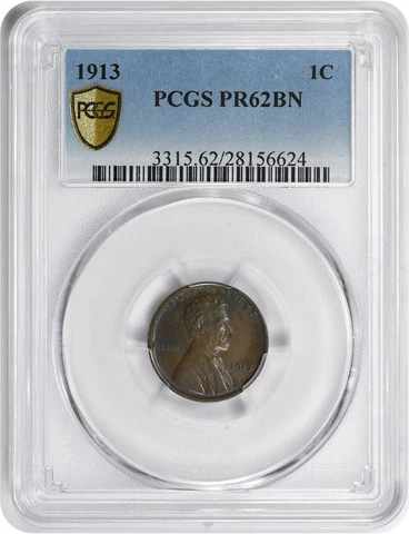 1913 Lincoln Cent PR62BN PCGS Cover