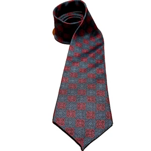 GIVENCHY Monsieur Necktie Size 4"x58" Silk Necktie Grey Neckties Red Necktie - Picture 1 of 3