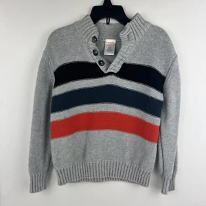 Gymboree 2T buttoned Gray Sweater Boys Winter Cotton Striped Henley - Picture 1 of 12