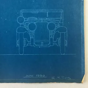 1930 Coachbuilder Car Design Blueprint Rendering Blue Print Phaeton Body Style - Picture 1 of 9
