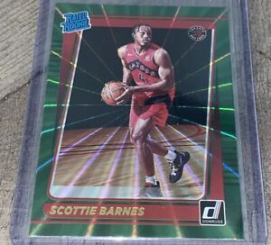 Scottie Barnes 2021 Panini Donruss Green Laser Rookie Card #236 Toronto Raptors