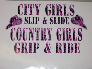 DARK PINK CAMO City girls slip slide Country grip ride Decal Sticker Cow Girl - Bild 1 von 1