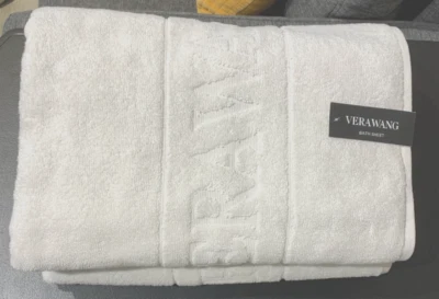 JUEGO DE 2 nuevas sábanas de baño VERA WANG esculpidas LOGO Agr crema 34 X 64 pulgadas Foto 1 de 4