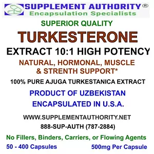 CÁPSULAS DE POLVO DE EXTRACTO DE TURKESTERONA 10:1 - Bolsa de 100 quilates - ¡SUPER FRESCAS! - ¡NUEVO! - Imagen 1 de 7