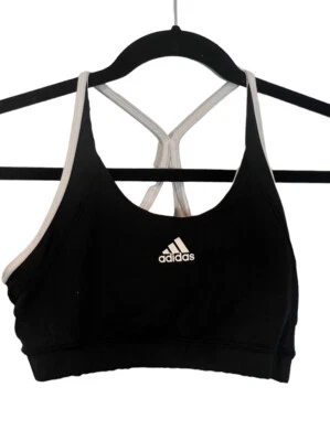 adidas Women s Sports Bra - Black / White - Size Large - Image 1 of 4