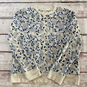 WESC Miles Animal-Print Cotton Sweatshirt In Blue/Beige Women’s Size Large - Picture 1 of 8