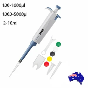 100μl-10ml Single Channel Pipettor Pipette Adjustable Lab Liquid Micropipette AU - Picture 1 of 10