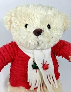 Hallmark JINGLE BEAR Plush Cream Holiday Teddy Stuffed Red Sweater Bells 12" - Picture 1 of 6