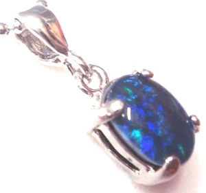 FREE JEWELLERY BOX!!Natural Black Triplet Opal Pendant 3.80cts Solid 925 Silver - Picture 1 of 3