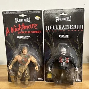 Lot Of 2 - Funko Savage World Horror Figures -Freddy Kreuger And Pinhead - NEW - Picture 1 of 15