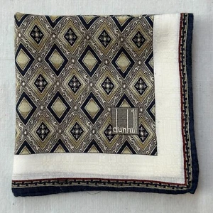 Dunhill Handkerchief VTG Cotton Blue Lattice Diamond Pattern Pocket Square 20" - Picture 1 of 4