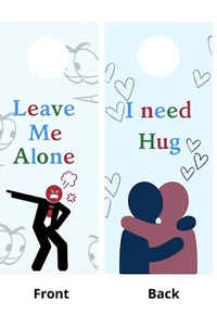Double-Sided Funny Door Hanger – Leave Me Alone / I Need Hug – Mood Sign Gift - Picture 1 of 3