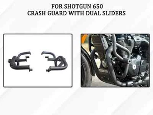 Fit For Royal Enfield Shotgun 650 "Crash Guard With Slider, Black" - Picture 1 of 6