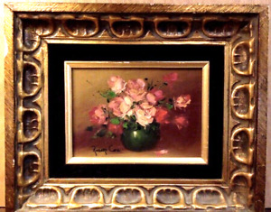 Robert Cox Signed Oil Painting Roses Flowers Vase Still Life Framed Vintage