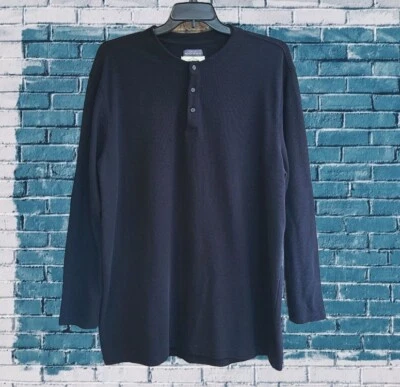 Top Henley de manga larga negro St. John's Bay para hombre talla 3XLT Foto 1 de 4