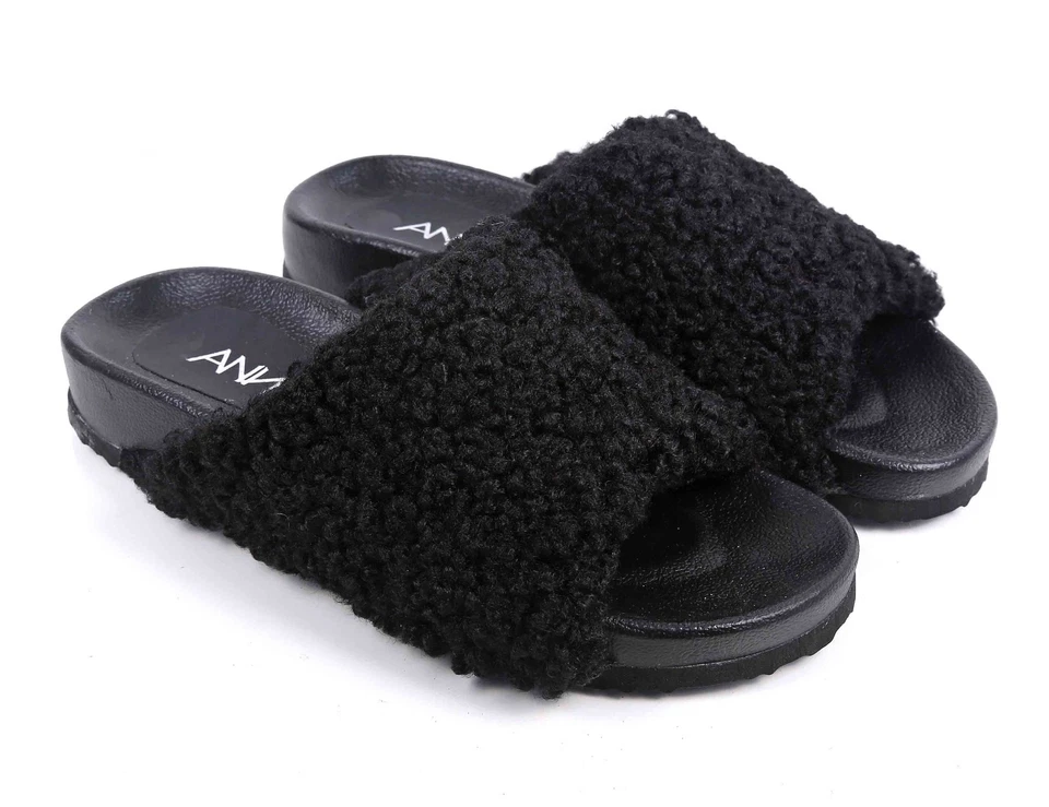 4 Color Casual Faux Fur Fluffy Flip-Flop Slip-on Open Toe Womens Sandal Slippers - Image 1 of 1