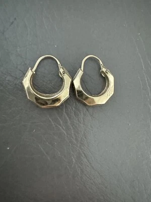 14k Yellow Gold Geometric Hoop Hinge Back Earrings - Image 1 of 4
